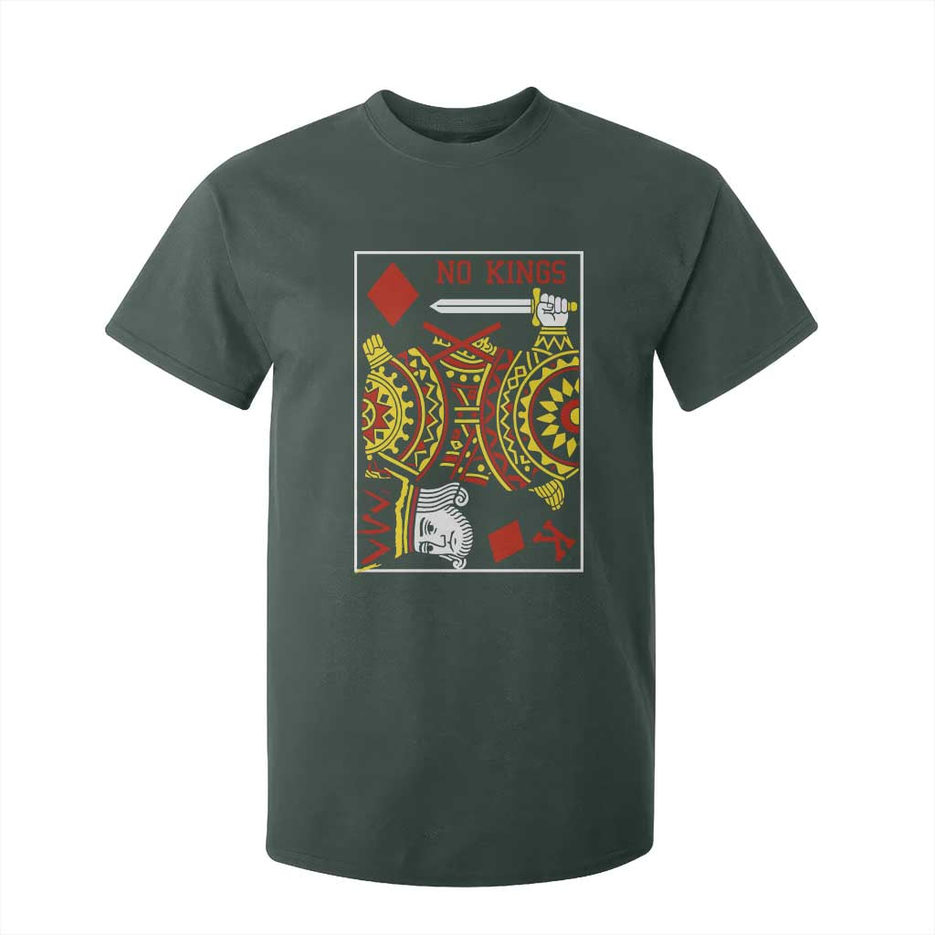 No Kings in America T Shirt For Kid Resist Protest Playing Card TS10 Dark Forest Green Print Your Wear