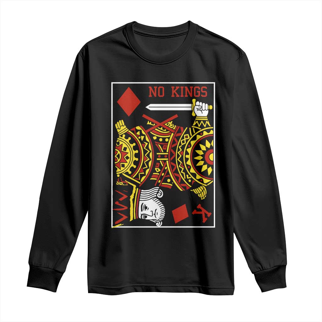 No Kings in America Long Sleeve Shirt Resist Protest Playing Card - Print Your Wear