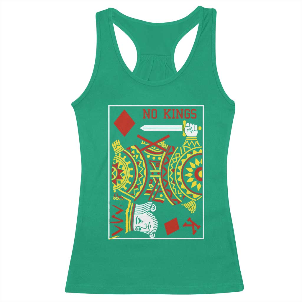 No Kings in America Racerback Tank Top Resist Protest Playing Card TS10 Irish Green Print Your Wear