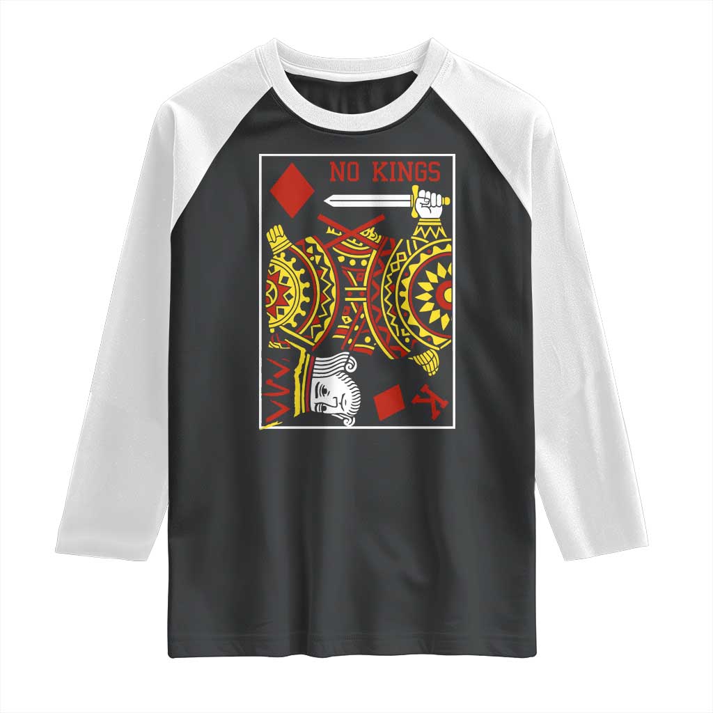 No Kings in America Raglan Shirt Resist Protest Playing Card - Print Your Wear