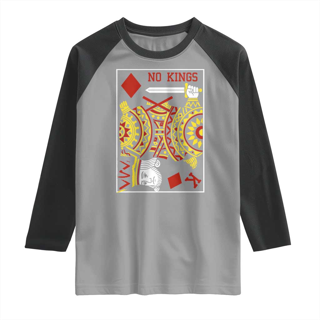 No Kings in America Raglan Shirt Resist Protest Playing Card TS10 Sport Gray Black Print Your Wear