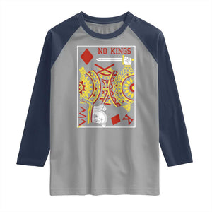No Kings in America Raglan Shirt Resist Protest Playing Card TS10 Sport Gray Navy Print Your Wear