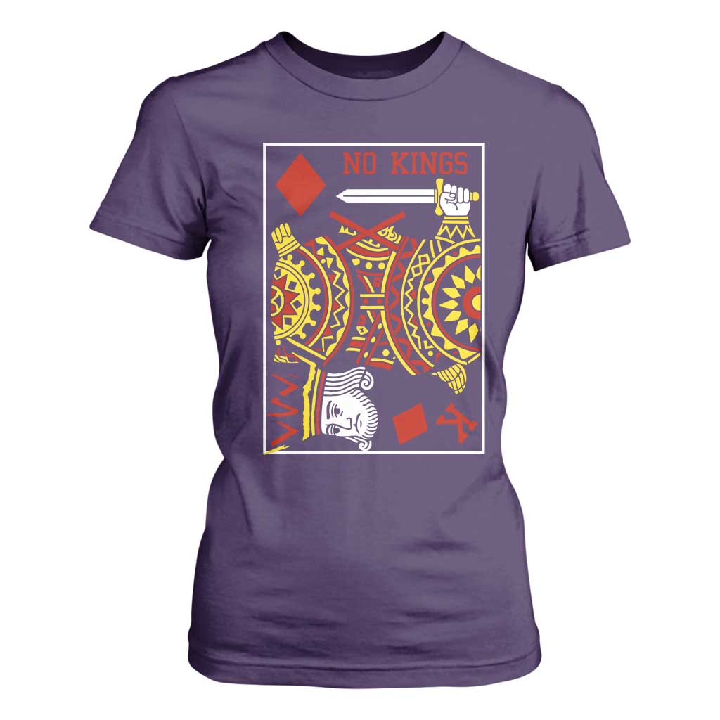 No Kings in America T Shirt For Women Resist Protest Playing Card TS10 Purple Print Your Wear