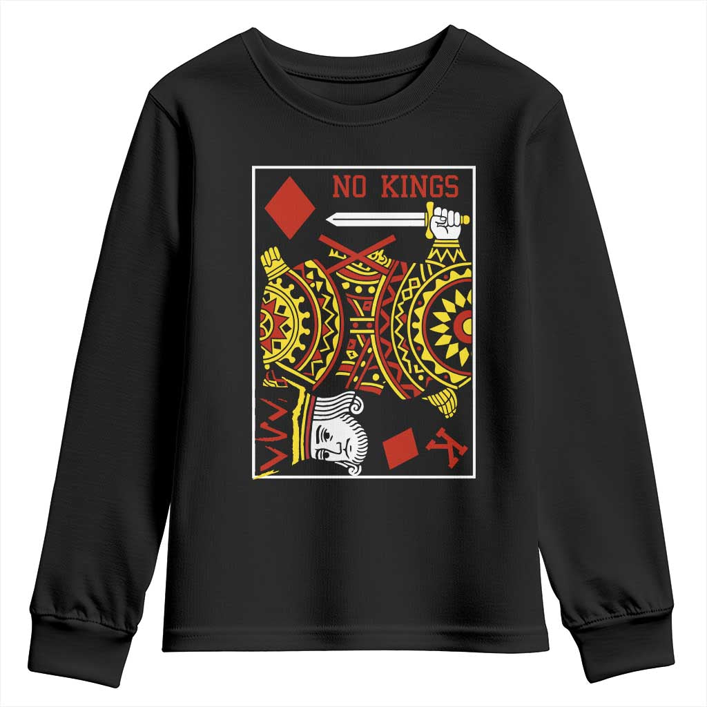 No Kings in America Youth Sweatshirt Resist Protest Playing Card TS10 Black Print Your Wear