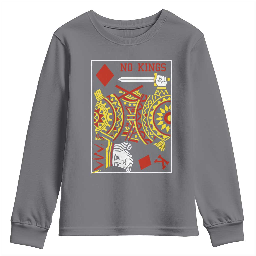 No Kings in America Youth Sweatshirt Resist Protest Playing Card TS10 Charcoal Print Your Wear