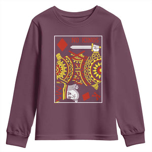 No Kings in America Youth Sweatshirt Resist Protest Playing Card - Print Your Wear