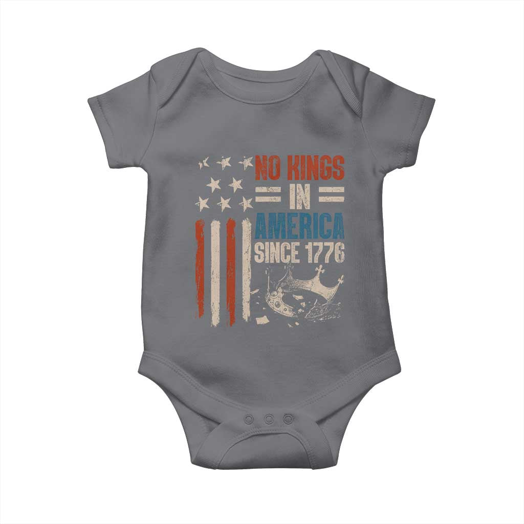 No Kings in America Baby Onesie Since 1776 Social Justice American Flag TS10 Charcoal Print Your Wear