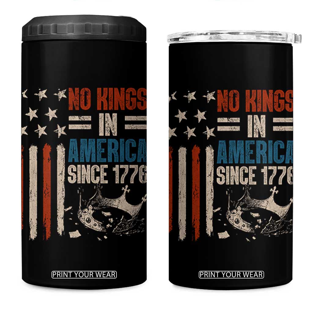 No Kings in America 4 in 1 Can Cooler Tumbler Since 1776 Social Justice American Flag TS10 One Size: 16 oz Black Print Your Wear