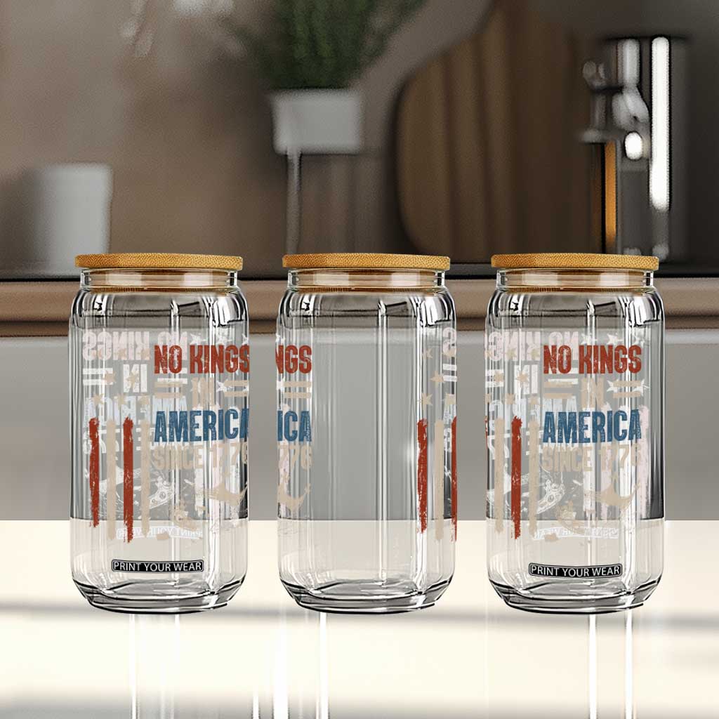 No Kings in America Glass Can Since 1776 Social Justice American Flag - Print Your Wear