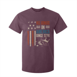 No Kings in America T Shirt For Kid Since 1776 Social Justice American Flag - Print Your Wear