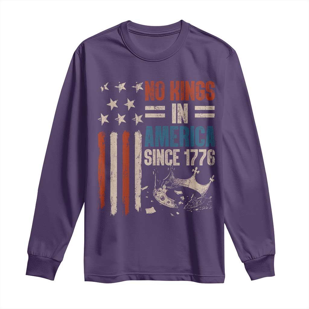 No Kings in America Long Sleeve Shirt Since 1776 Social Justice American Flag TS10 Purple Print Your Wear