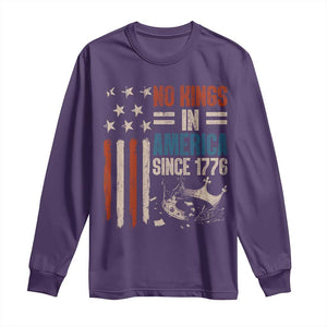 No Kings in America Long Sleeve Shirt Since 1776 Social Justice American Flag TS10 Purple Print Your Wear