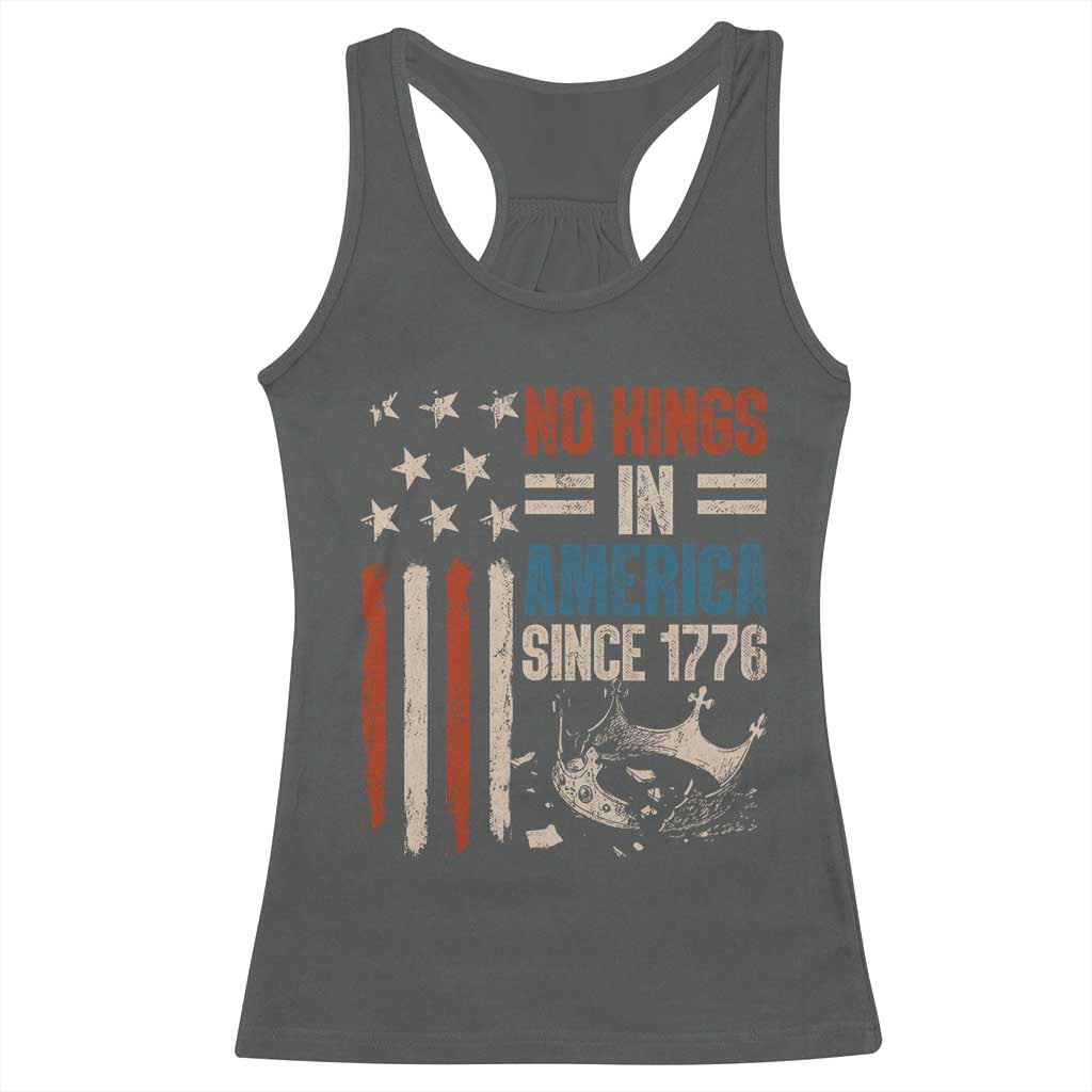 No Kings in America Racerback Tank Top Since 1776 Social Justice American Flag TS10 Dark Heather Print Your Wear