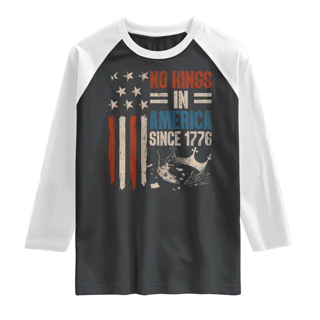 No Kings in America Raglan Shirt Since 1776 Social Justice American Flag - Print Your Wear