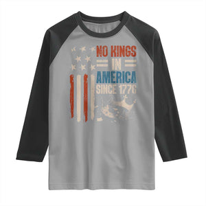No Kings in America Raglan Shirt Since 1776 Social Justice American Flag TS10 Sport Gray Black Print Your Wear