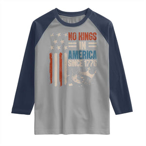 No Kings in America Raglan Shirt Since 1776 Social Justice American Flag TS10 Sport Gray Navy Print Your Wear