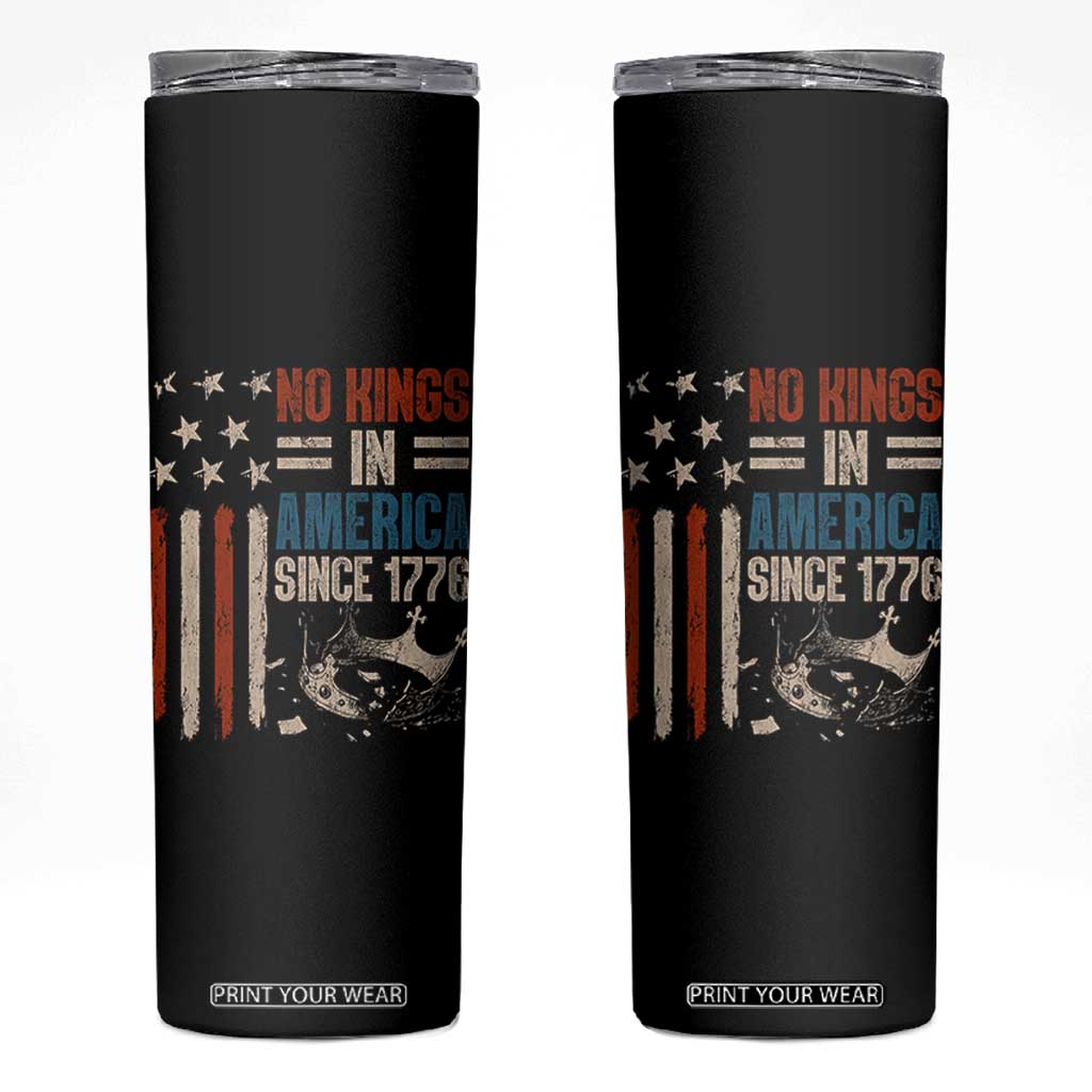 No Kings in America Skinny Tumbler Since 1776 Social Justice American Flag - Print Your Wear