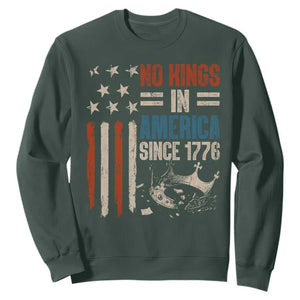 No Kings in America Sweatshirt Since 1776 Social Justice American Flag TS10 Dark Forest Green Print Your Wear