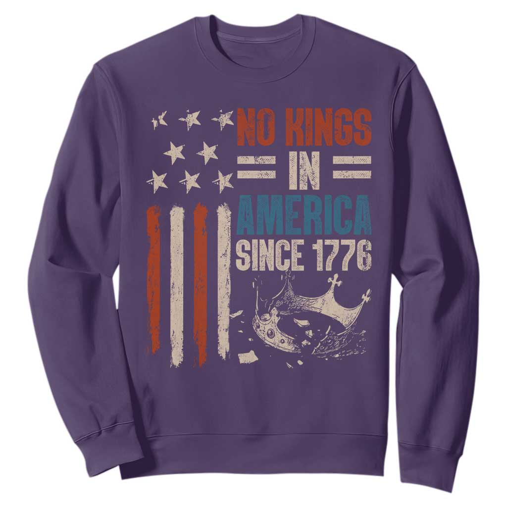No Kings in America Sweatshirt Since 1776 Social Justice American Flag TS10 Purple Print Your Wear