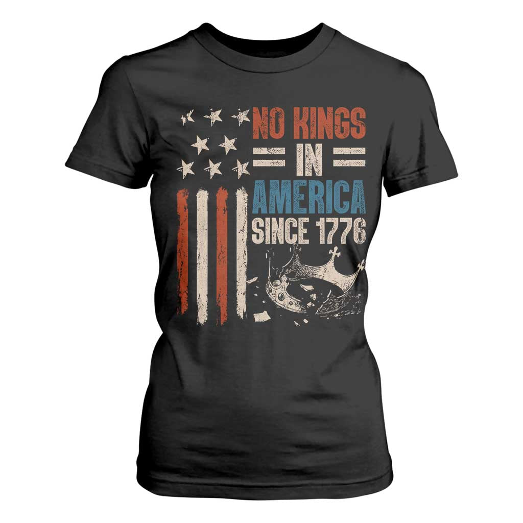 No Kings in America T Shirt For Women Since 1776 Social Justice American Flag - Print Your Wear
