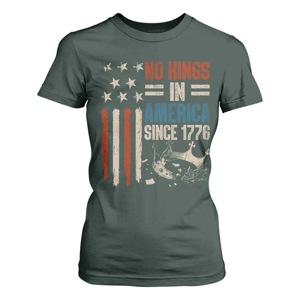 No Kings in America T Shirt For Women Since 1776 Social Justice American Flag TS10 Dark Forest Green Print Your Wear