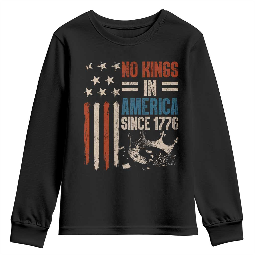 No Kings in America Youth Sweatshirt Since 1776 Social Justice American Flag TS10 Black Print Your Wear