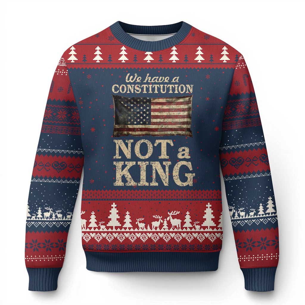 We Have A Constitution Not A King Ugly Christmas Sweater Retro Social Justice American Flag TS10 Navy Red Print Your Wear