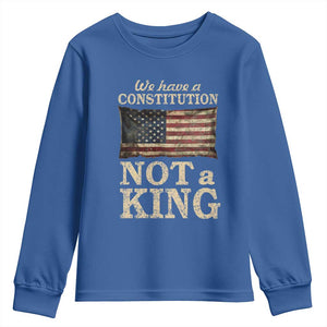 We Have A Constitution Not A King Youth Sweatshirt Retro Social Justice American Flag TS10 Royal Blue Print Your Wear