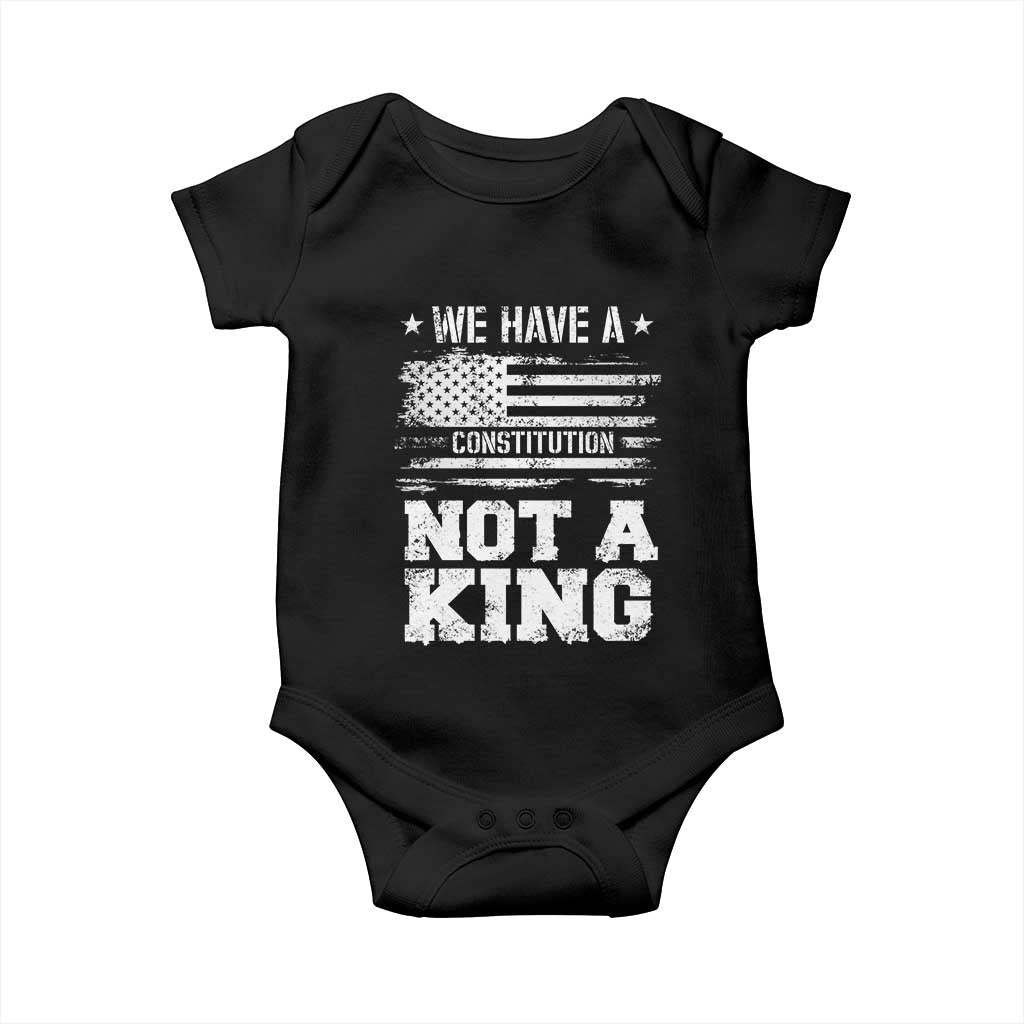 No Kings in America Baby Onesie We Have A Constitution Not A King Resist US Flag - Print Your Wear