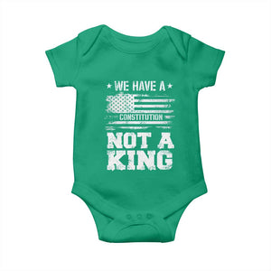 No Kings in America Baby Onesie We Have A Constitution Not A King Resist US Flag - Print Your Wear