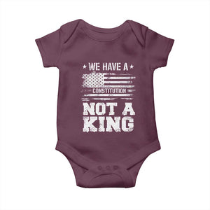 No Kings in America Baby Onesie We Have A Constitution Not A King Resist US Flag - Print Your Wear