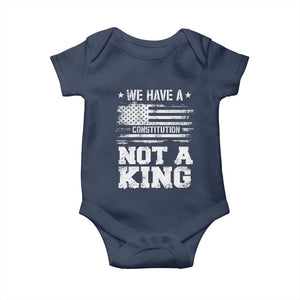No Kings in America Baby Onesie We Have A Constitution Not A King Resist US Flag TS10 Navy Print Your Wear