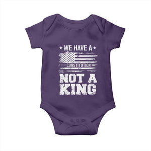 No Kings in America Baby Onesie We Have A Constitution Not A King Resist US Flag - Print Your Wear