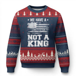 No Kings in America Ugly Christmas Sweater We Have A Constitution Not A King Resist US Flag - Print Your Wear