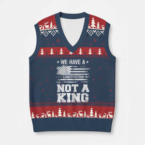 No Kings in America V-Neck Knit Sweater Vest We Have A Constitution Not A King Resist US Flag - Print Your Wear