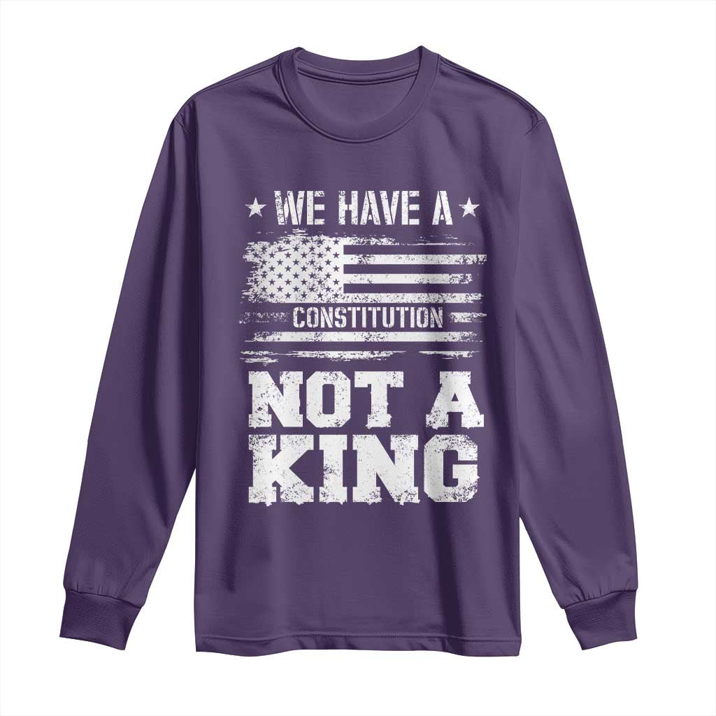 No Kings in America Long Sleeve Shirt We Have A Constitution Not A King Resist US Flag TS10 Purple Print Your Wear