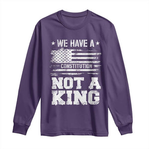 No Kings in America Long Sleeve Shirt We Have A Constitution Not A King Resist US Flag - Print Your Wear