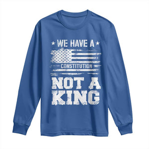 No Kings in America Long Sleeve Shirt We Have A Constitution Not A King Resist US Flag - Print Your Wear
