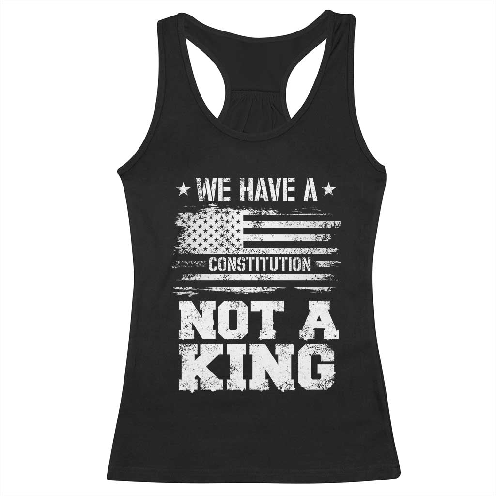 No Kings in America Racerback Tank Top We Have A Constitution Not A King Resist US Flag - Print Your Wear