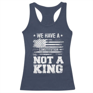 No Kings in America Racerback Tank Top We Have A Constitution Not A King Resist US Flag TS10 Navy Print Your Wear
