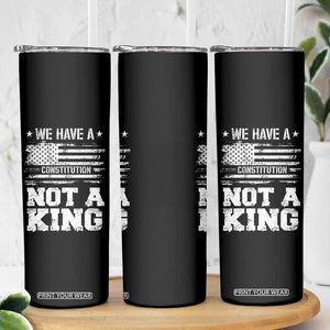 No Kings in America Skinny Tumbler We Have A Constitution Not A King Resist US Flag - Print Your Wear