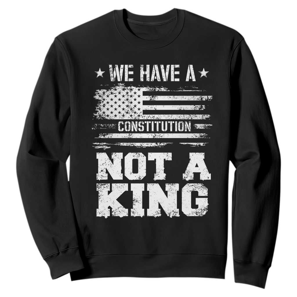 No Kings in America Sweatshirt We Have A Constitution Not A King Resist US Flag - Print Your Wear