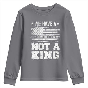 No Kings in America Youth Sweatshirt We Have A Constitution Not A King Resist US Flag TS10 Charcoal Print Your Wear