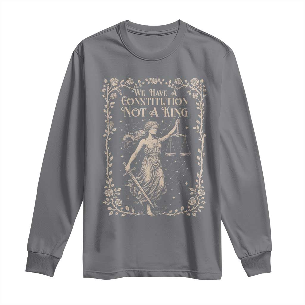 No Kings in America Long Sleeve Shirt We Have A Constitution Not A King Resist TS10 Charcoal Print Your Wear