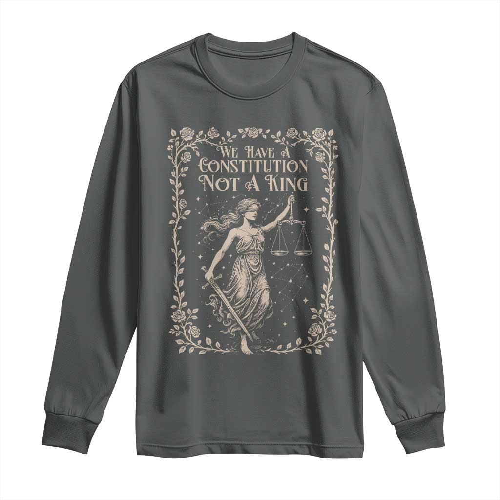 No Kings in America Long Sleeve Shirt We Have A Constitution Not A King Resist TS10 Dark Heather Print Your Wear