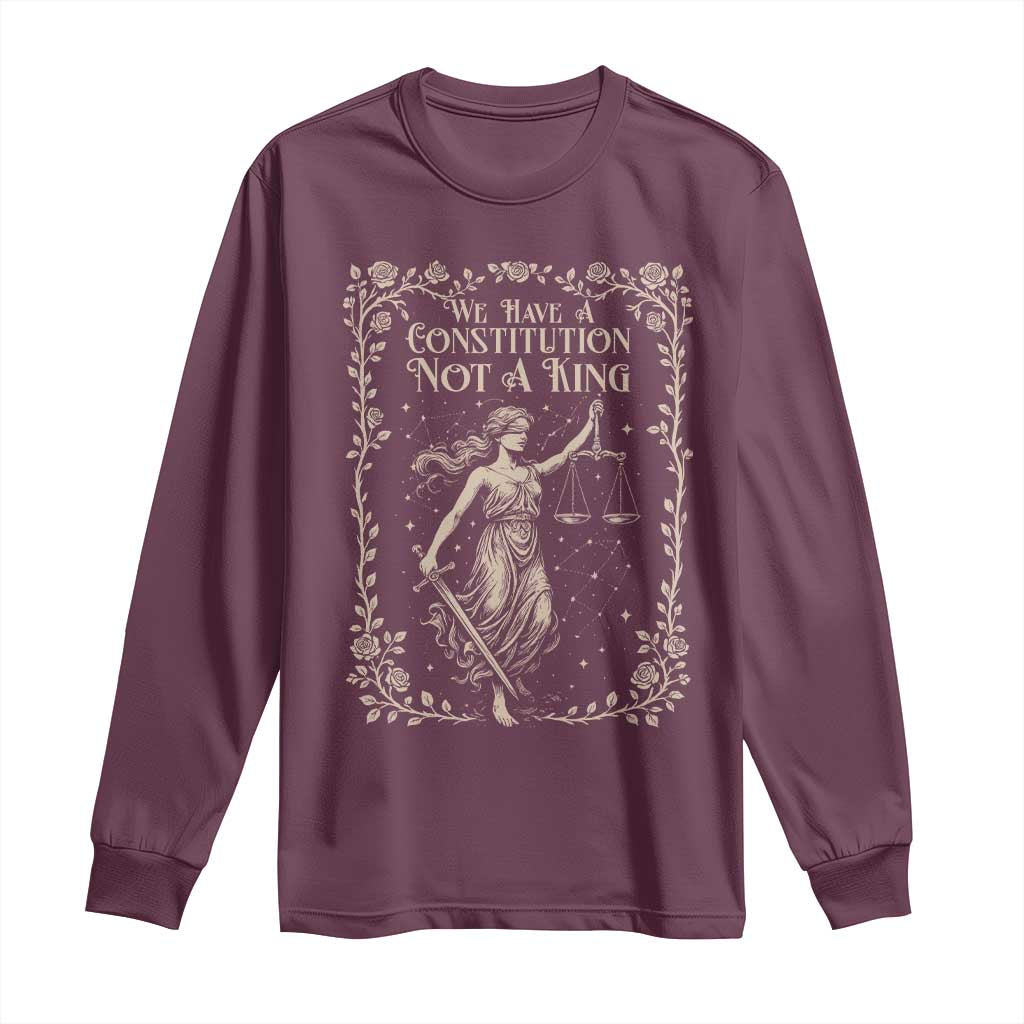 No Kings in America Long Sleeve Shirt We Have A Constitution Not A King Resist TS10 Maroon Print Your Wear
