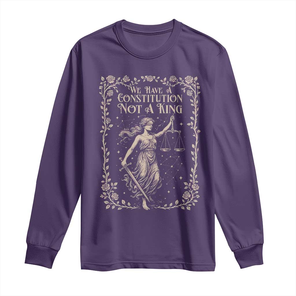 No Kings in America Long Sleeve Shirt We Have A Constitution Not A King Resist TS10 Purple Print Your Wear