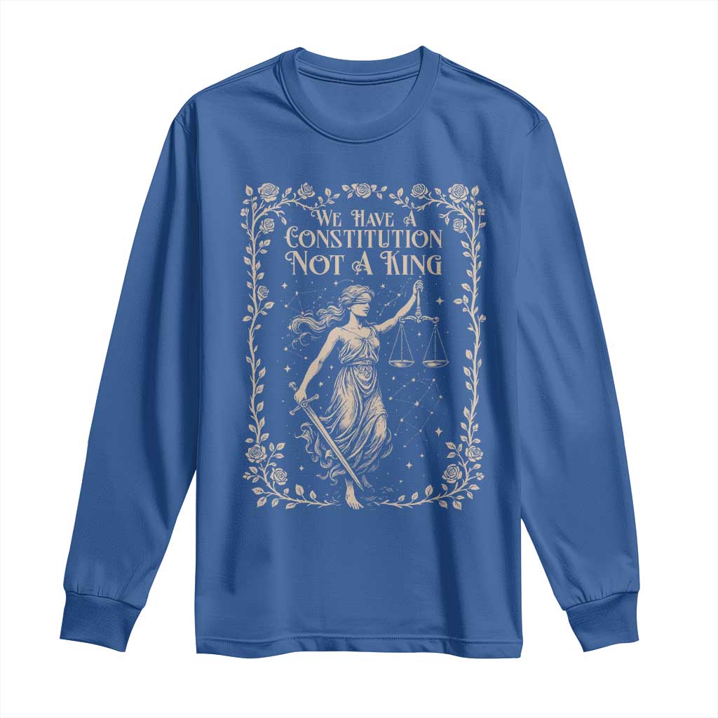 No Kings in America Long Sleeve Shirt We Have A Constitution Not A King Resist TS10 Royal Blue Print Your Wear