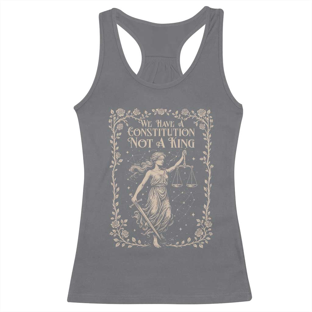 No Kings in America Racerback Tank Top We Have A Constitution Not A King Resist TS10 Charcoal Print Your Wear