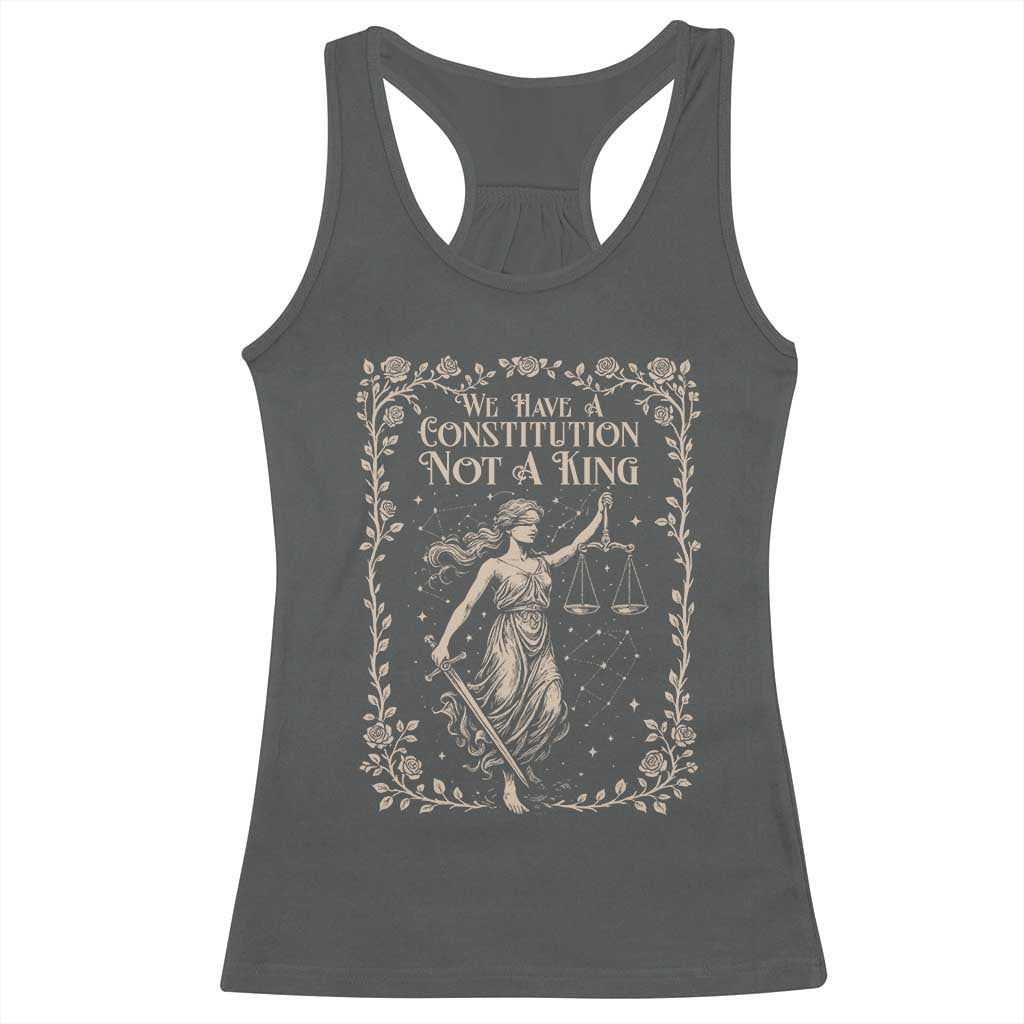 No Kings in America Racerback Tank Top We Have A Constitution Not A King Resist TS10 Dark Heather Print Your Wear